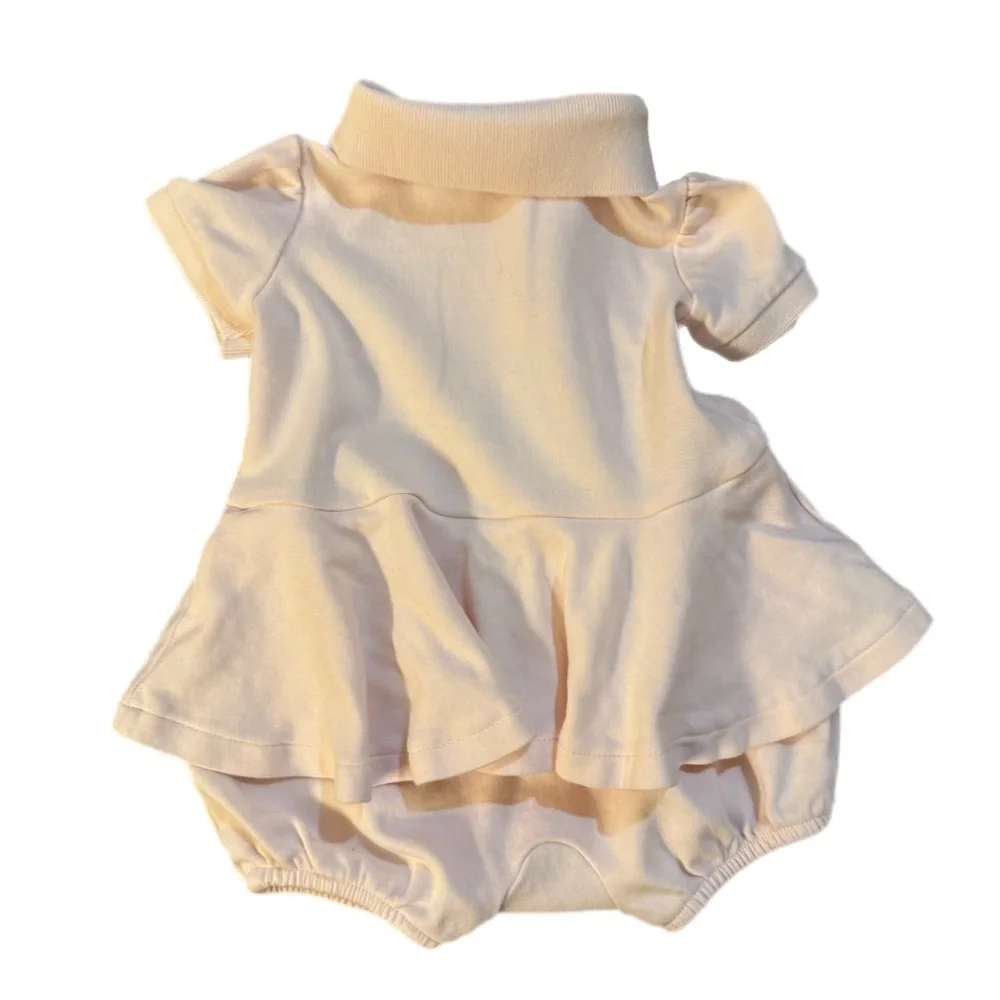 Ralph Lauren Pale Pink Polo Peplum Baby Romper 9 month